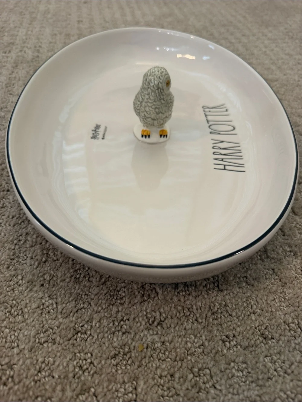 Rae Dunn Harry Potter White Ceramic Serving Platter with Hedwig Owl Accent
